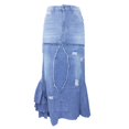 thumbnail image 1 of Vedolay Midi Skirt Women's High Waist Button Casual Mini Cargo Skirt with Pockets,Light Blue XL, 1 of 5