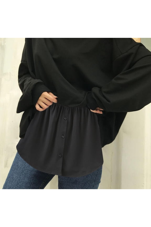 Midi Skirts Women Versatile Fold Over Waist Maxi Skirt/Convertible Dress,Black 5XL