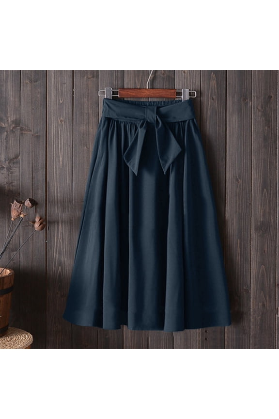Midi Skirts Women Versatile Fold Over Waist Maxi Skirt/Convertible Dress,Blue A