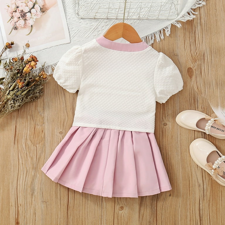 Vedolay Mini Skirt Toddler Girl 2PCS Summer Skirt Outfits Kids Sleeveless Halter Tank Tops Flower Skirts Set Pink 3 4 Years Walmart