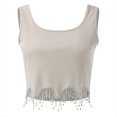 thumbnail image 1 of Vedolay Off The Shoulder Tops For Women Tank Top for Women Loose Fit High Neck Sleeveless Halter Tops Casual Pleated Eyelet Summer Flowy Cami Shirts Blouse,Beige L, 1 of 5