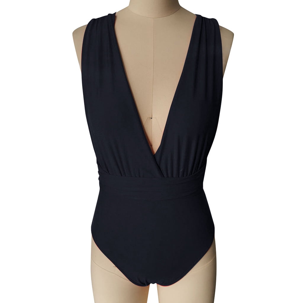 GEWSEY One Piece Swim Dress For Women - One Shoulder Tummy Control Swimsuit With Skirt 2025 Skirted Bathing Suit Swimdress Black L