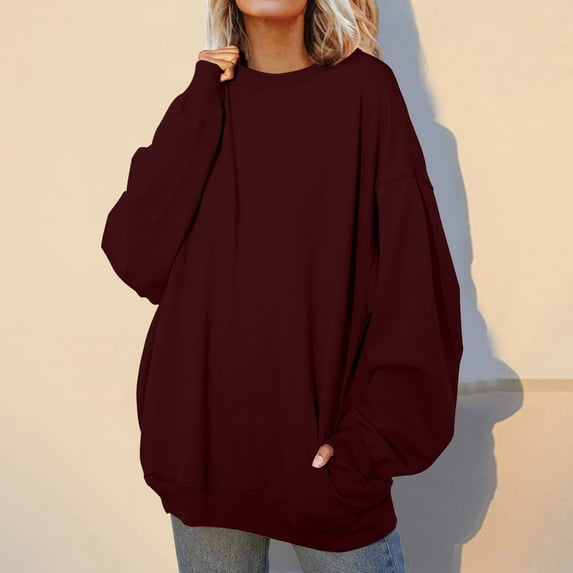 Vedolay Oversized T Shirts Women's Oversized Sweatshirts Hoodies Long Sleeve Pullover Fall Clothes with Pocket, XXL