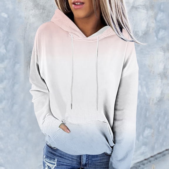 Vedolay Oversized T Shirts Women's Oversized Zip Up Hoodies Sweatshirts Fall Casual Drawstring Jackets with Pockets,White S