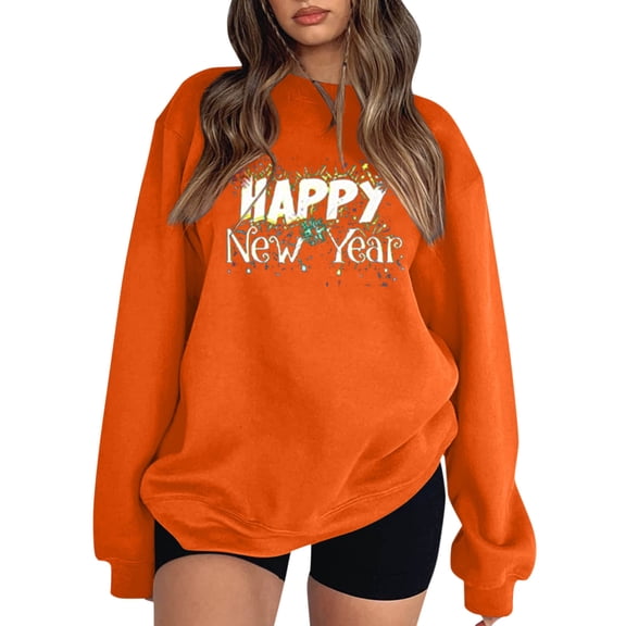 Vedolay Oversized T Shirts Womens Fall Fashion 2023 Sweatshirt Trendy Long Sleeve Pullover Tops,Orange M