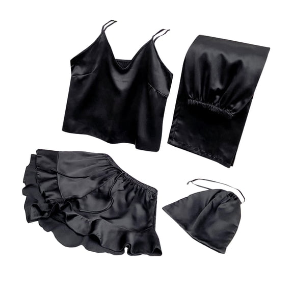 Vedolay Pajamas for Women Womens 2 Piece Sweater Sets Summer Knit Tank Top and Shorts Sets,Black XL