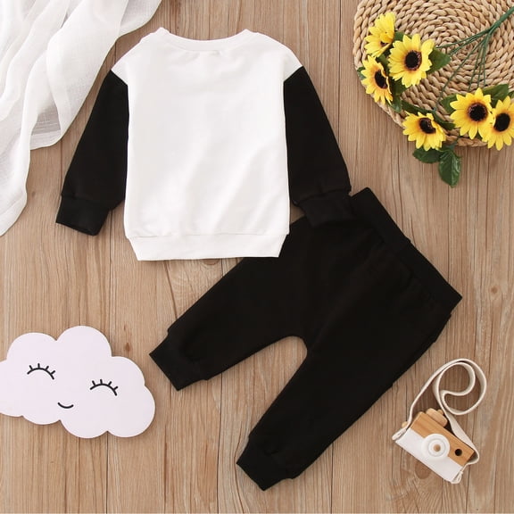 Vedolay Pants Sets for Boys Toddler Boy Cotton Fall Long Sleeve Top and Long Set,White 3-6 Months