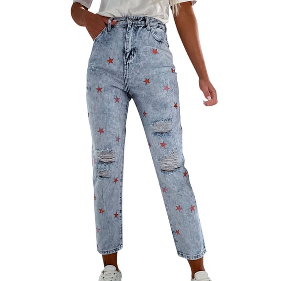 Vedolay Pants Women Women Seamed Front Wide Leg Jeans Stretch Jeans Light Blue,S