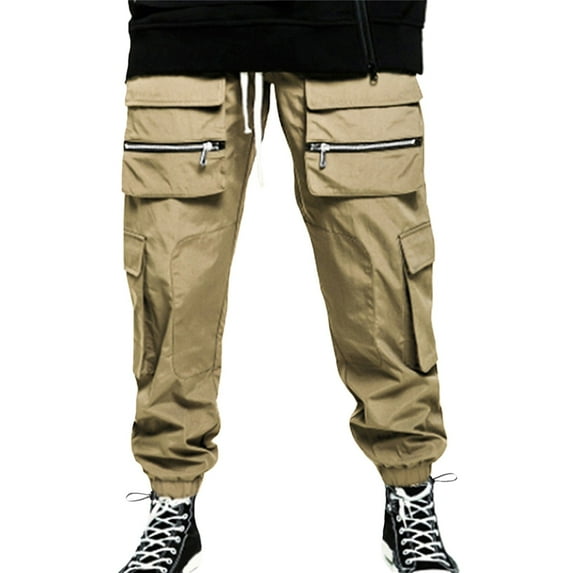 Vedolay Pants for Men Relaxed-Fit Pants Big and Tall Straight Work Pants Khaki,L