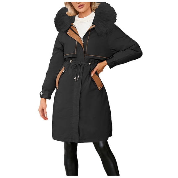 Vedolay Parka Jacket Women Cold Weather Outwear Thicken Parka Jacket Black,S