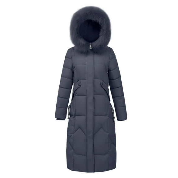 Vedolay Parka Jacket Women Fashion Coat Jacket Thick-Parka Overcoat Long Winter Outwear Grey,L