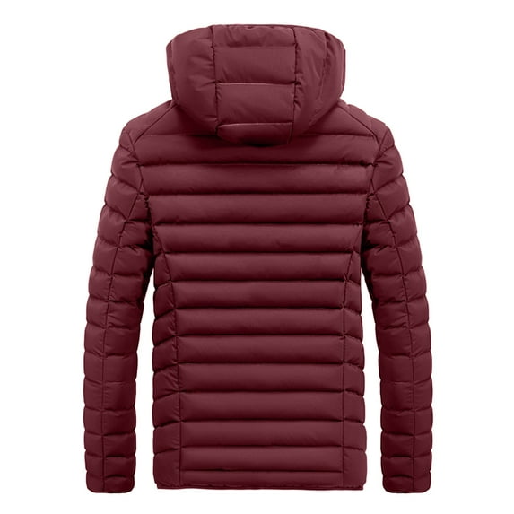 Vedolay Parka Jackets Coat for Men Solid Color Causal Winter Warm Thicken Overcoat Red,3XL