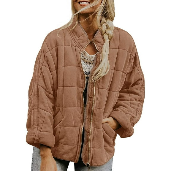 Vedolay Parka Jackets Coat for Women 2023 Winter Thicken Coat Stand Collar Thicker Outerwear Brown,XL