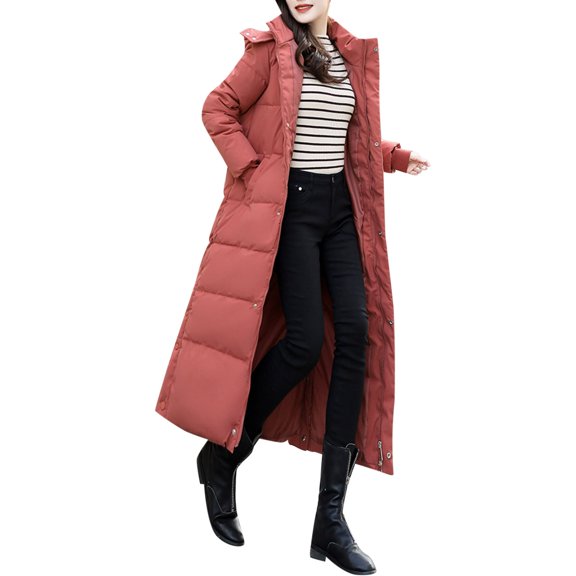 Vedolay Parka Jackets Coat for Women Button Plush Tops Hooded Loose Cardigan Coat Winter Jacket Watermelon Red,S