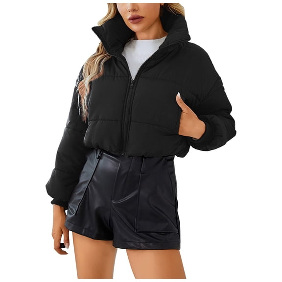 Vedolay Parka Jackets Coat for Women Shiny Winter Coat Fall Coat 2023 Jacket Black,L