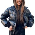 thumbnail image 1 of Vedolay Parkas for Women Long Sleeve Cardigan Coats Open Front Button Down Loose Coats 2023 Black,XL, 1 of 5