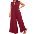 thumbnail image 1 of Vedolay Petite Jumpsuits For Women Womens Casual Sleeveless Jumpsuits Spaghetti Strap Loose Romper Long Pants,Red M, 1 of 5
