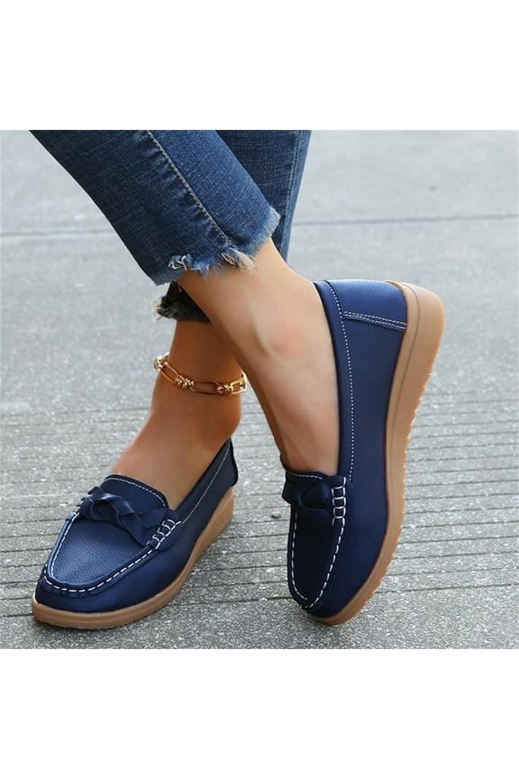 Platform Casual Shoes Women's Slip on Loafer Shoes Comfortable Knit Walking Flats Leisure Shoes,White 6.5