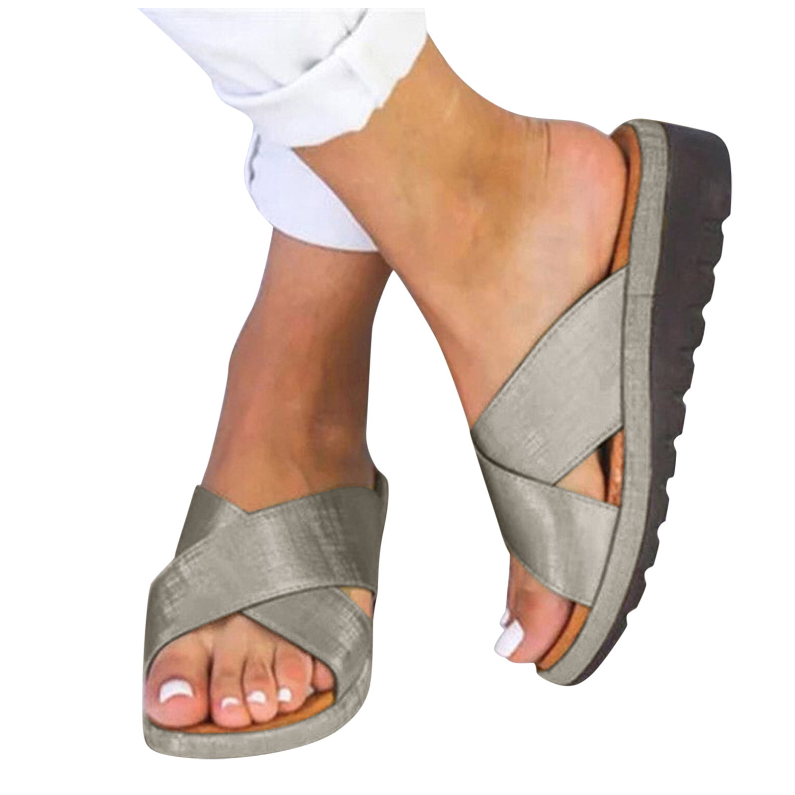 Vedolay Platform Shoes Women's Comfy Sandals Ultra-Comfy Breathable Wedge  Peep Toe Dotmalls Sandals,Gray 10 