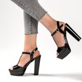 thumbnail image 1 of Vedolay Platform Shoes Women's Strappy Heels Block Open Toe Low Heel Sandals Shoes,Black 8, 1 of 5