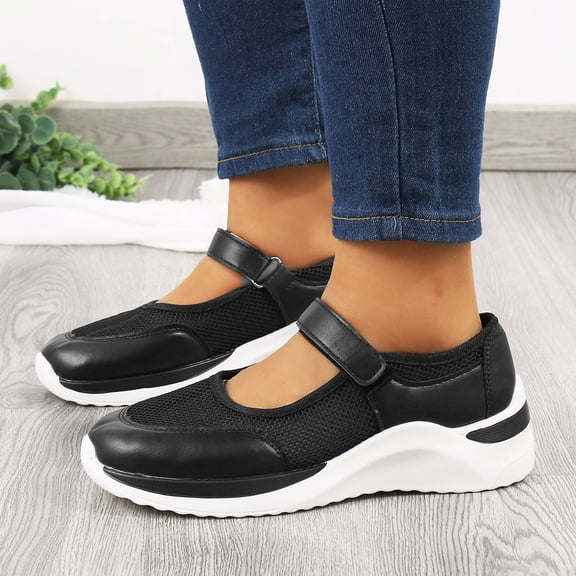 Vedolay Platform Sneakers Women 2023 New Mesh Up Stretch Lightweight Soft Casual Sneakers for Women,Black 8