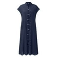 thumbnail image 1 of Vedolay Plus Size Dresses Women's Short Sleeve Ruched Casual Sundress Midi Bodycon T Shirt Dress,Blue L, 1 of 5