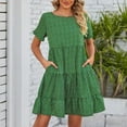 thumbnail image 1 of Vedolay Plus Size Dresses Womens Casual Long/Short Sleeve Wrap V-Neck Ruffle Mini Dresses,Green XXL, 1 of 5