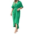 thumbnail image 1 of Vedolay Plus Size Formal Dresses For Women Women's Embroidery Pearl Button Down Dress V Neck Spaghetti Strap Maxi Dress,Green L, 1 of 5