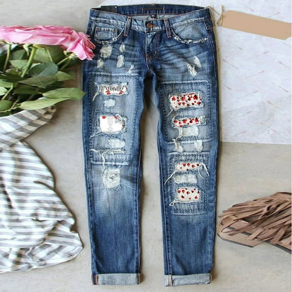 Vedolay Plus Size Jeans Women's High Waisted Straight Leg Jeans Stretchy Denim Pants,Blue S