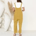 thumbnail image 1 of Vedolay Plus Size Jumpsuits For Women Dressy Women's Casual Solid Sleeveless Jumpsuit Crewneck Drawstring Waist Stretchy Long Pants Romper,Yellow M, 1 of 5