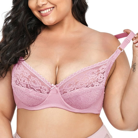 Vedolay Plus Size Lingerie For Women Women's Double Support Wirefree Bra,Pink 48