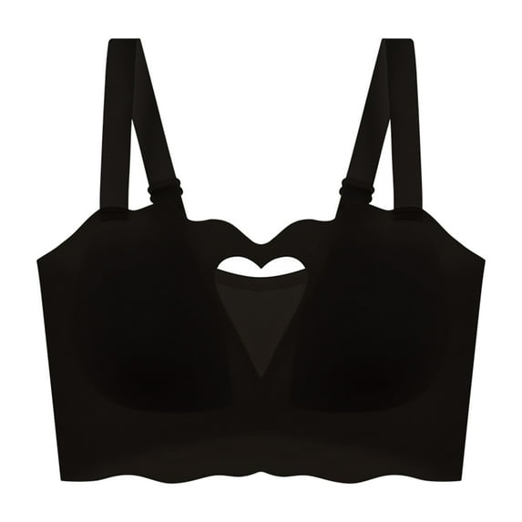Vedolay Plus Size Lingerie for Women Women's Motive Cotton Lightly Lined Bralette Bra,Black XXL