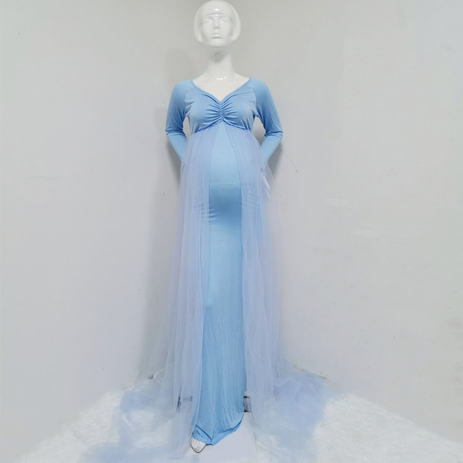 Vedolay Plus Size Maternity Dresses Womens Sleeveless Side Ruched Split  Bodycon Maternity Maxi Dress Slim Round Neck Casual Pregnancy Tank Dress