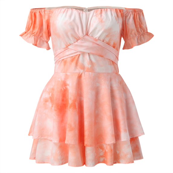 Vedolay Plus Size Romper Womens Casual Summer Crewneck Ruffle Sleeveless Rompers,H S