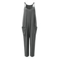 thumbnail image 1 of Vedolay Plus Size Rompers For Women Women's Summer Casual Spaghetti Strap V Neck Oversized Wide Leg Jumpsuit Pockets Beach Travel Outfits,Gray 4XL, 1 of 4