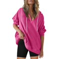 thumbnail image 1 of Vedolay Plus Size Sweatshirts for Women Fashion 2023 Plus Crew Neck Long Sleeve Boyfriend Pullover Sweatshirts Jackets for Women Hot Pink,L, 1 of 5