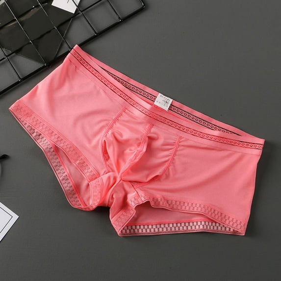 Vedolay Plus Size Underpants Mens Compression Underwear Male Fashion Ride Up Briefs Underwear Mens Ruched,Pink L