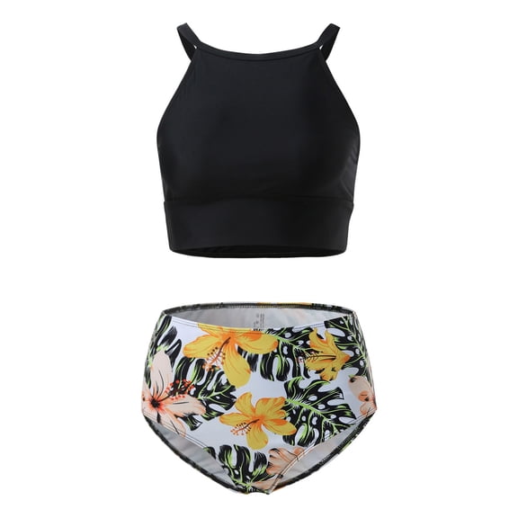 Vedolay Plus Swimsuit Women Plus Size Women's Bikini Swimsuit Cutout Low Waist Two Piece Bathing Suit,Black L