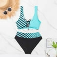 thumbnail image 1 of Vedolay Plus Swimsuit Women Plus Size Women Two Piece Scoop Neck Bikini Crop Top High Cut Swimsuit Sporty High Waisted Bathing Suit with Bottoms,Green L, 1 of 4