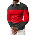 thumbnail image 1 of Vedolay Polo Shirt for Men Long Sleeve Polo Shirts Casual Slim Fit Solid Soft Pocket Shirt Red,XL, 1 of 5