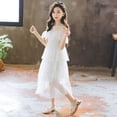 thumbnail image 1 of Vedolay Princess Dress Flower Girls Maxi Dress Bridesmaid Wedding Pageant Party Princess Communion Floral Boho Vintage Lace Dance Gown,White 5-6 Years, 1 of 2