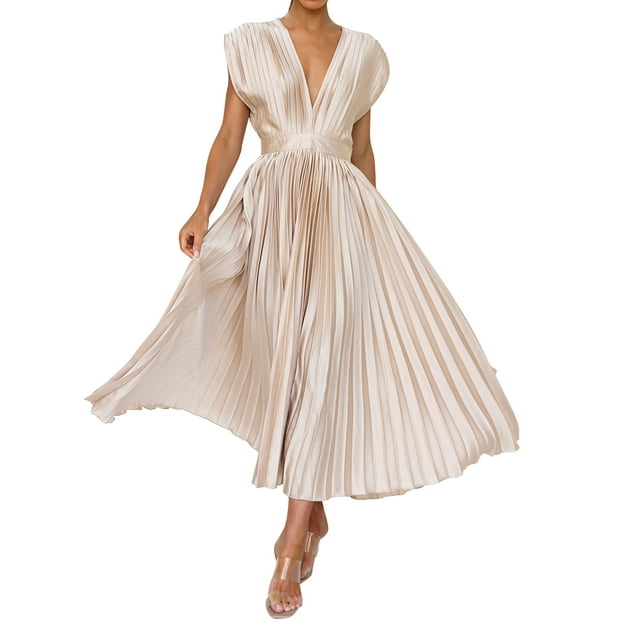 Vedolay Prom Dresses for Teens 2024 Puffy Sleeve V Neck Tea Length