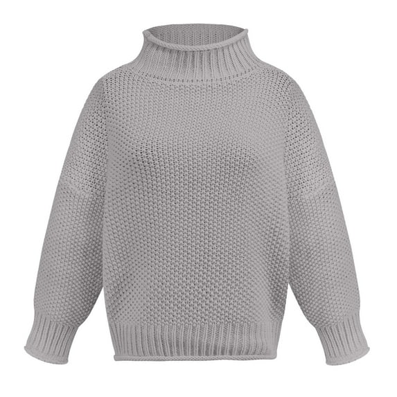 Vedolay Pullover Sweaters for Women Crew Neck Sweater 2023 Long Sleeve Solid Color Casual Knitted Pullover Tops,Gray L