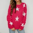 thumbnail image 1 of Vedolay Pullover Sweaters for Women Cropped Striped Sweaters Oversized Long Sleeve Crew Neck Crop Tops,Hot Pink L, 1 of 5