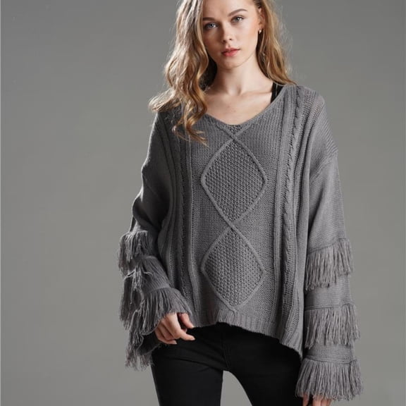Vedolay Pullover Sweaters for Women Fall Pullover Sweaters Casual Crew Neck Long Sleeve Lightweight Tops,Gray S