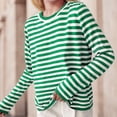 thumbnail image 1 of Vedolay Pullover Sweaters for Women Fall Striped Oversized 2023 Pullovers Sweaters Casual Knit Tops,Green One Size, 1 of 4