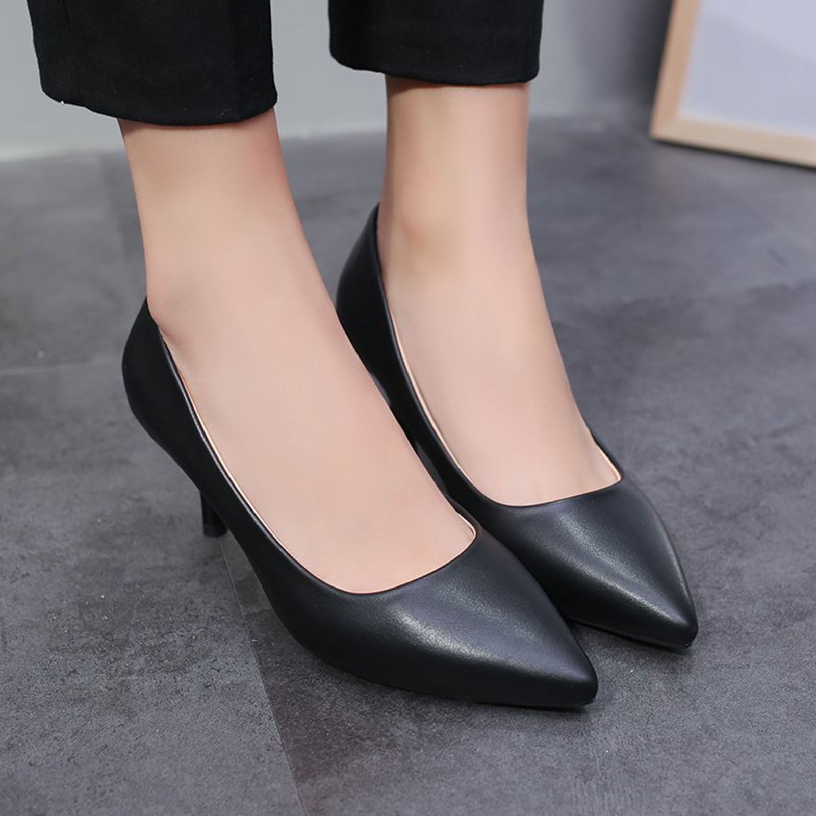 Vedolay Ladies High Heel Shoes Platform Heels for Women Closed Toe Womens  Block Heel Ankle Strap Platform high heels,Black 8 