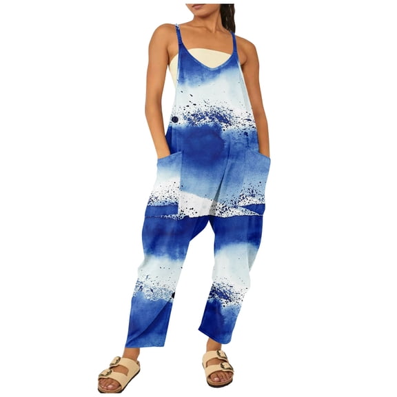 Vedolay Rompers For Women Dressy Womens Casual Summer Crewneck Ruffle Sleeveless Rompers,Light Blue 3XL