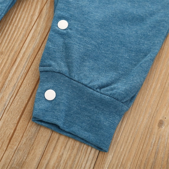 Vedolay Rompers for Boys Fall Jumpsuits Tie Back Off Shoulder Long Sleeve One Piece Rompers Ruffle Smocked Casual Shorts Outfits,Blue 12-18 Months