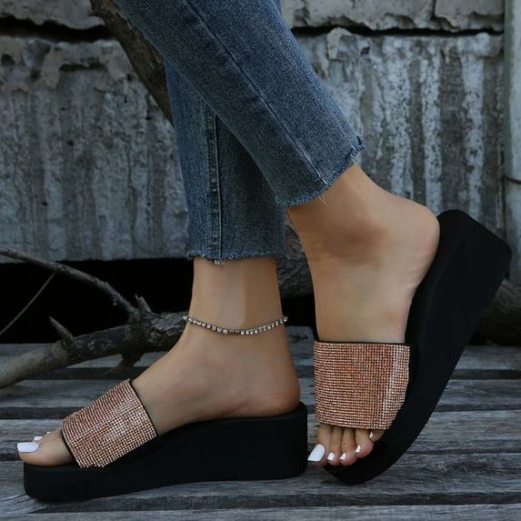 Vedolay Sandals Sandals for Women Casual Summer Flip Flops Wide Width Beach Roman Sandals,Rose Gold 8.5